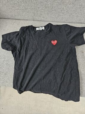 Comme des Garcons Play Black Tee with Red Heart Patch